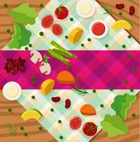 Background template with vegetables on table vector