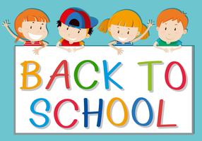 Children holding back to school sign vector