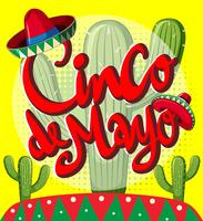 Cinco de Mayo card template with cactus plants vector