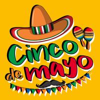 Cinco de mayo poster design with hat and maracas vector