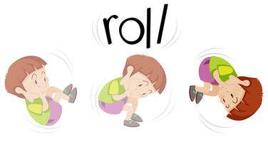 Boy in rolling action