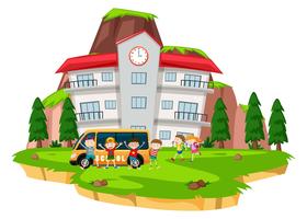 Children playing at school lawn vector