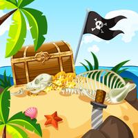 Island full of treasure and chest vector