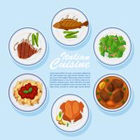 Different types of food on menu vector