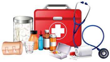 Different types of medical equipments vector