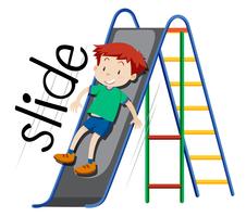 Boy playing on slide vector