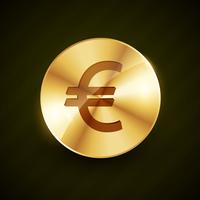 Vector de oro símbolo euro moneda brillante