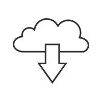 Cloud Download Line Black Icon vector