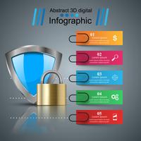 Shield, security - business paper infographic. vector