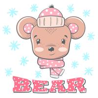Cute winter illustration. Bear characters. vector