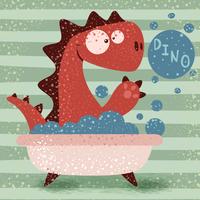 Cute dino wash in bathroom vector