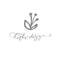Herbs Design text Logo. Vector trendy scandinavian floral hand drawn beauty.
