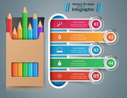Infografía de educación empresarial. Icono de lápiz vector