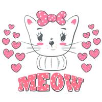 Cute, pretty love cat illustration. vector