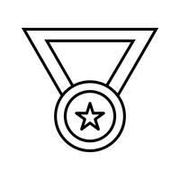 medalla linea negro icono vector