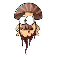 Cartoon mushroom with beard vector