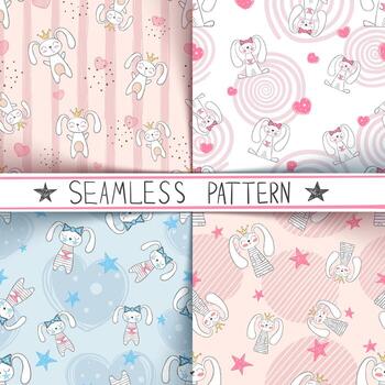 Pequeña princesa linda - patrón transparente. vector