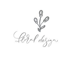 Floral Design text. Vector trendy scandinavian hand drawn beauty.