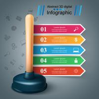 Realistic 3d plunger. Business infographic. vector