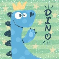 Cute dino characters. Princess illustration. vector