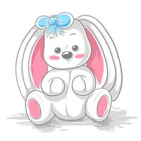 Cute teddy rabbit - cartoon illustration. vector
