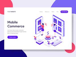 Landing page template of Mobile Commerce Illustration Concept. Isometric flat design concept of web page design for website and mobile website.Vector illustration