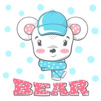 Cute, funny winter bear illustration.