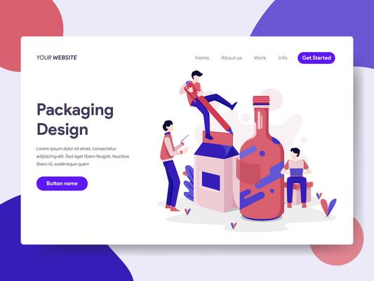 Landing page template of Packaging Design Illustration Concept. Isometric flat design concept of web page design for website and mobile website.Vector illustration