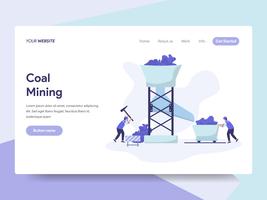 Landing page template of Coal Mining Illustration Concept. Isometric flat design concept of web page design for website and mobile website.Vector illustration