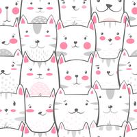 Cat, kitty - cute, funny pattern. vector