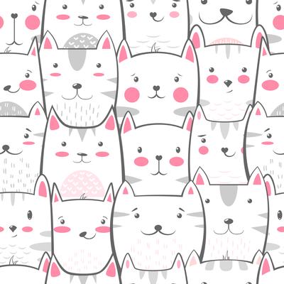Cat, kitty - cute, funny pattern.