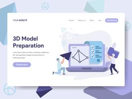 Landing page template of 3D Printing Model Illustration Concept. Isometric flat design concept of web page design for website and mobile website.Vector illustration