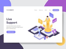 Landing page template of Live Support Illustration Concept. Isometric flat design concept of web page design for website and mobile website.Vector illustration vector