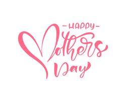 Texto de caligrafía de vector de feliz día de la madre rosa.