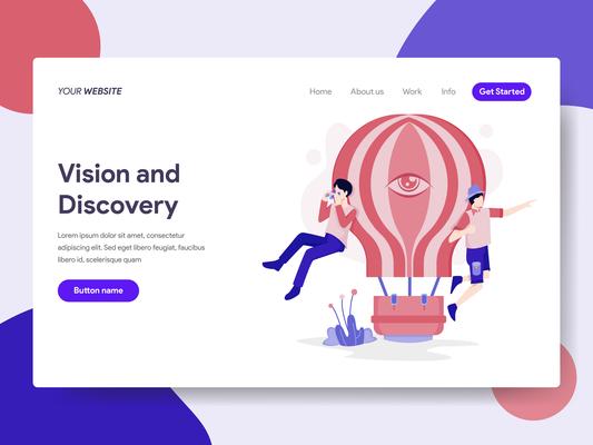 Landing page template of Vision and Discovery Illustration Concept. Isometric flat design concept of web page design for website and mobile website.Vector illustration