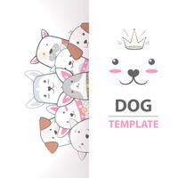 Cute, cool, pretty, funny, crazy, beautiful dog template. vector