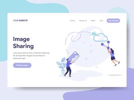 Landing page template of Image Sharing Illustration Concept. Isometric flat design concept of web page design for website and mobile website.Vector illustration vector