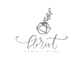 Florist calligraphic text. Vector trendy scandinavian floral hand drawn beauty.