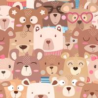 Seamless pattern - cute set bear.