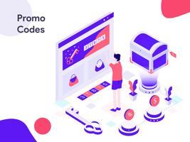 Online Promo Codes Isometric Illustration. Modern flat design style for website and mobile website.Vector illustration vector