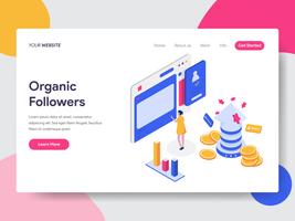Landing page template of Organic Followers Isometric Illustration Concept. Isometric flat design concept of web page design for website and mobile website.Vector illustration
