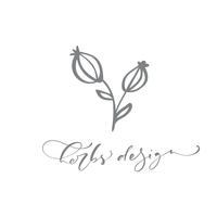 Herbs Design text. Vector trendy scandinavian floral hand drawn logo.