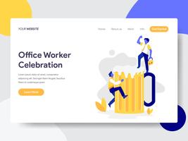 Landing page template of Office Worker Celebration with Beer Illustration Concept. Flat design concept of web page design for website and mobile website.Vector illustration vector