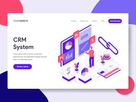 Landing page template of CRM System Illustration Concept. Isometric flat design concept of web page design for website and mobile website.Vector illustration vector