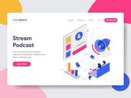 Landing page template of Podcast Stream vector