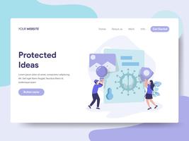 Landing page template of Protected Ideas Illustration Concept. Isometric flat design concept of web page design for website and mobile website.Vector illustration vector