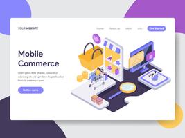 Landing page template of Mobile Commerce Illustration Concept. Isometric flat design concept of web page design for website and mobile website.Vector illustration