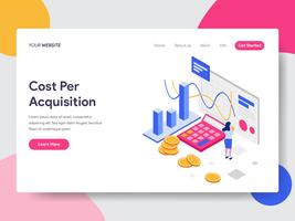 Landing page template of Cost Per Acquisition Isometric Illustration Concept. Isometric flat design concept of web page design for website and mobile website.Vector illustration vector