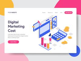 Landing page template of Digital Marketing Cost Isometric Illustration Concept. Isometric flat design concept of web page design for website and mobile website.Vector illustration vector