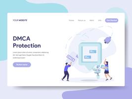 Landing page template of DMCA Protection Illustration Concept. Isometric flat design concept of web page design for website and mobile website.Vector illustration vector